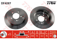 Disco de freno trasero DF4287 TRW