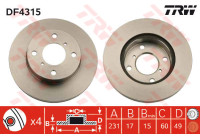 Disco de freno trasero DF4315 TRW