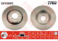 Disco de freno trasero DF4389S TRW