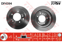 Disco de freno trasero DF4394 TRW