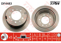 Disco de freno trasero DF4483 TRW