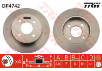 Disco de freno trasero DF4742 TRW