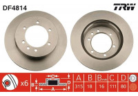 Disco de freno trasero DF4814 TRW