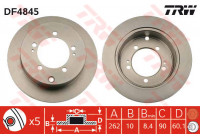 Disco de freno trasero DF4845 TRW