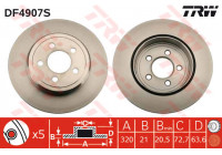 Disco de freno trasero DF4907S TRW