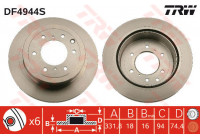 Disco de freno trasero DF4944S TRW