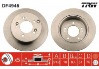Disco de freno trasero DF4946 TRW