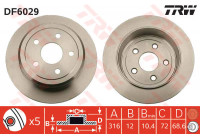 Disco de freno trasero DF6029 TRW