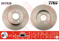 Disco de freno trasero DF7028 TRW