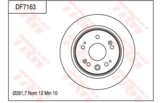 Disco de freno trasero DF7163 TRW