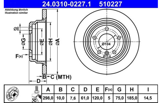 Disco de freno ventilado Powerdisc 24.0310-0227.1 ATE, Imagen 2