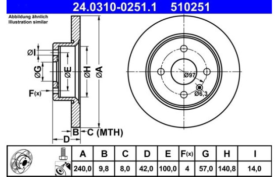 Disco de freno ventilado Powerdisc 24.0310-0251.1 ATE, Imagen 2