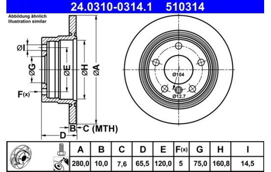 Disco de freno ventilado Powerdisc 24.0310-0314.1 ATE, Imagen 3