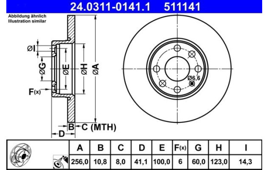 Disco de freno ventilado Powerdisc 24.0311-0141.1 ATE, Imagen 2