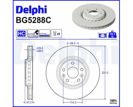 JUEGO DE 2 DISCOS DE FREIN PEINTS BG5288C Delphi