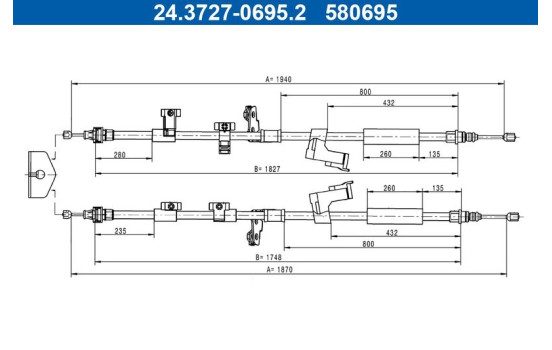 Cable de tracción, freno de estacionamiento 24.3727-0695.2 ATE
