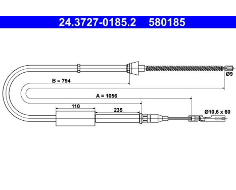 Cable del freno de mano 24.3727-0185.2 ATE