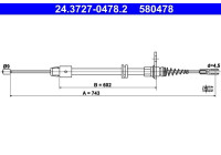 Cable del freno de mano 24.3727-0478.2 ATE