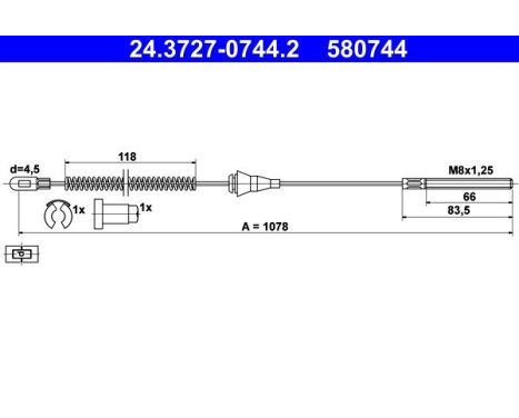 Cable del freno de mano 24.3727-0744.2 ATE