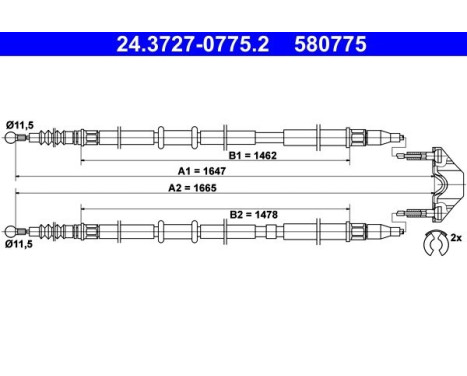 Cable del freno de mano 24.3727-0775.2 ATE