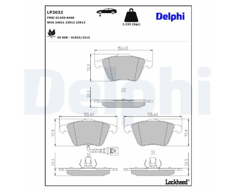 JEU DE PLAQUETTES DE FREIN LP2032 Delphi