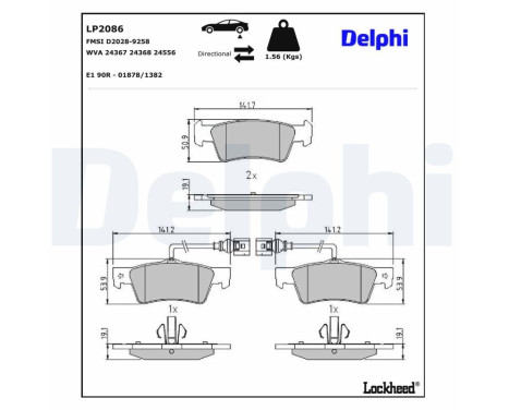 JEU DE PLAQUETTES DE FREIN LP2086 Delphi