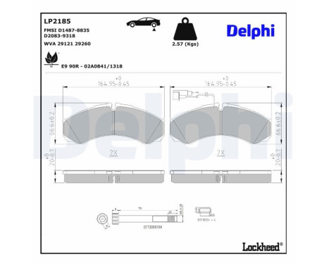 JEU DE PLAQUETTES DE FREIN LP2185 Delphi