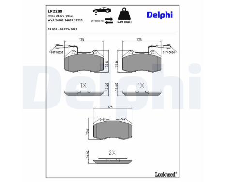 JEU DE PLAQUETTES DE FREIN LP2280 Delphi