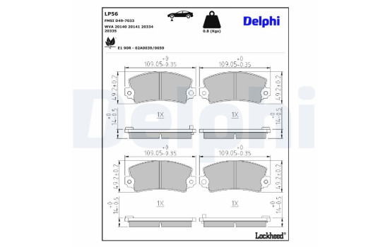 JEU DE PLAQUETTES DE FREIN LP56 Delphi, Imagen 3