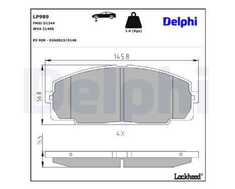 JEU DE PLAQUETTES DE FREIN LP989 Delphi