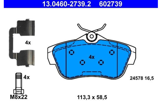 Juego de pastillas de freno 13.0460-2739.2 ATE, Imagen 2
