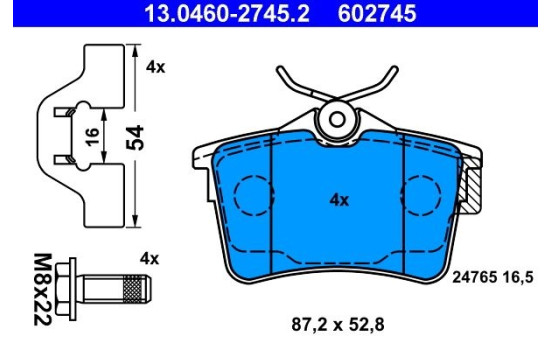 Juego de pastillas de freno 13.0460-2745.2 ATE, Imagen 2
