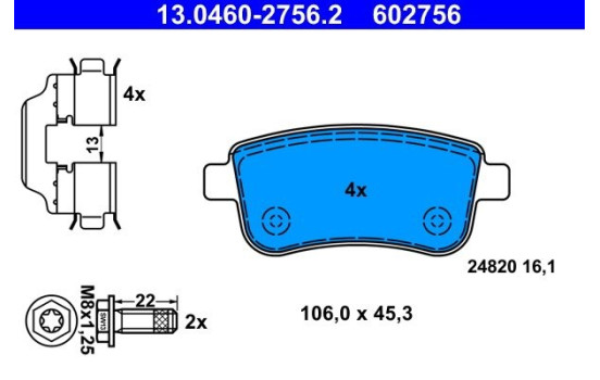 Juego de pastillas de freno 13.0460-2756.2 ATE, Imagen 2