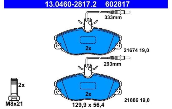 Juego de pastillas de freno 13.0460-2817.2 ATE, Imagen 2