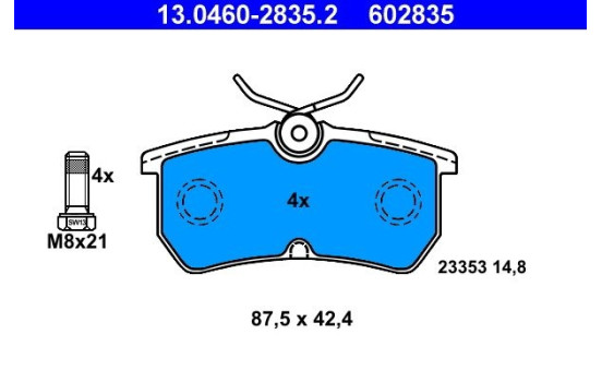 Juego de pastillas de freno 13.0460-2835.2 ATE, Imagen 2