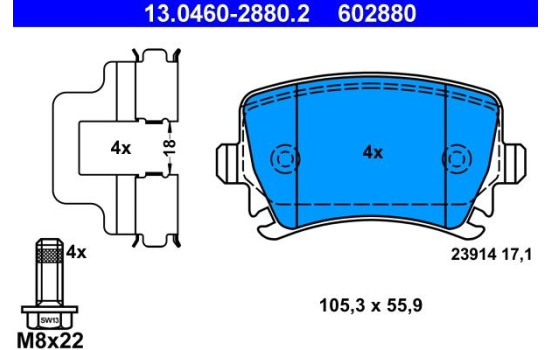 Juego de pastillas de freno 13.0460-2880.2 ATE, Imagen 2
