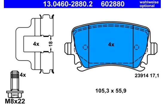 Juego de pastillas de freno 13.0460-2880.2 ATE, Imagen 3