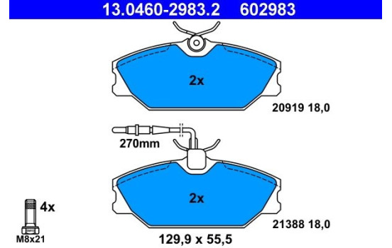 Juego de pastillas de freno 13.0460-2983.2 ATE, Imagen 2