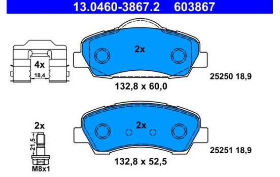 Juego de pastillas de freno 13.0460-3867.2 ATE, Imagen 2