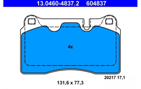 Juego de pastillas de freno 13.0460-4837.2 ATE, Imagen 2
