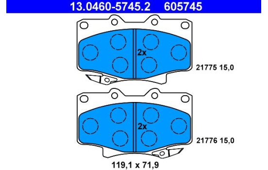 Juego de pastillas de freno 13.0460-5745.2 ATE, Imagen 2