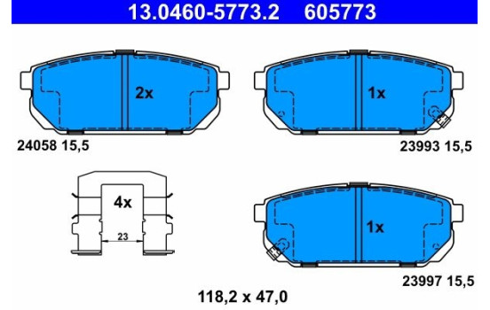 Juego de pastillas de freno 13.0460-5773.2 ATE, Imagen 2
