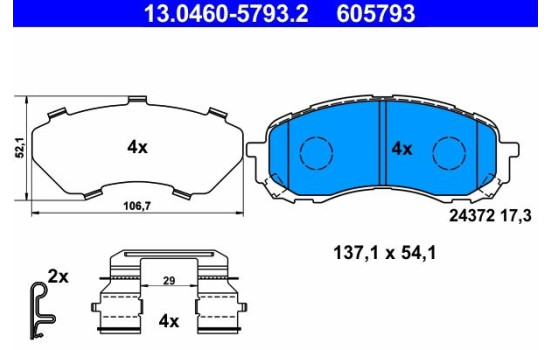 Juego de pastillas de freno 13.0460-5793.2 ATE, Imagen 2