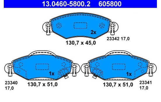 Juego de pastillas de freno 13.0460-5800.2 ATE, Imagen 2