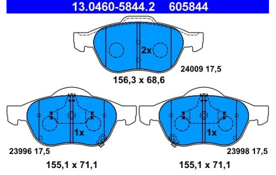 Juego de pastillas de freno 13.0460-5844.2 ATE, Imagen 2