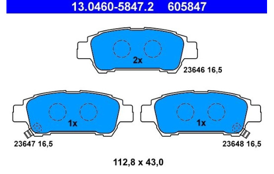 Juego de pastillas de freno 13.0460-5847.2 ATE, Imagen 2