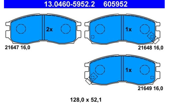 Juego de pastillas de freno 13.0460-5952.2 ATE, Imagen 2