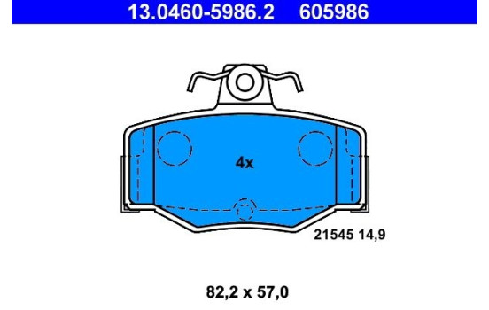 Juego de pastillas de freno 13.0460-5986.2 ATE, Imagen 2
