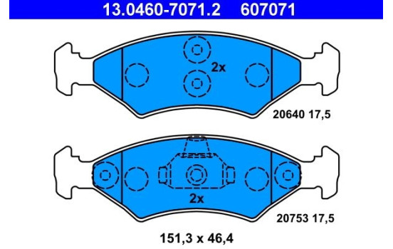 Juego de pastillas de freno 13.0460-7071.2 ATE