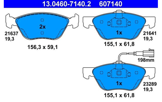 Juego de pastillas de freno 13.0460-7140.2 ATE, Imagen 2